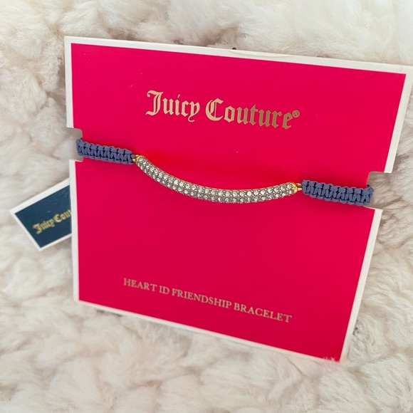 Juicy Couture Dark Blue Rope Gold Crystal Friendship Adjustable Bracelet NWT - Picture 3 of 8